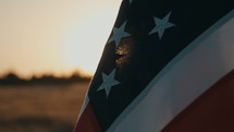 American flag at sunset 