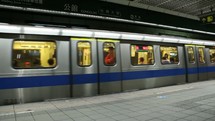 passing subway train 