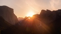 Timelapse of sun rising over Yosemite National Park