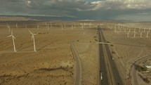 wind turbines in a desert 
