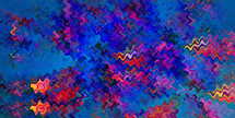 Bold colors in abstract wavy background in blue with accents of orange, pink, yellow and purple