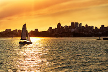 sailboat at sunrise 