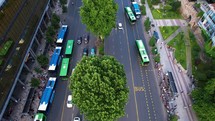 Buses on the bus station in the street
