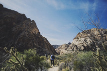 walking on a nature trail in desert mountains