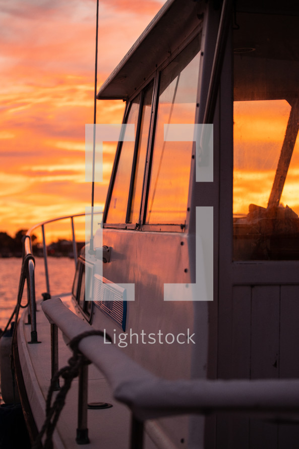 boat at sunset 