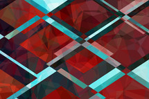 bold geometric design in red and turquoise