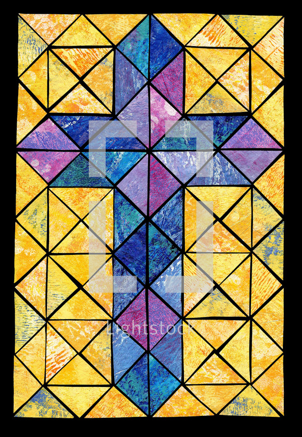 cross collage with a stained glass window effect