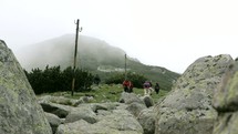 backpackers hiking a trail 