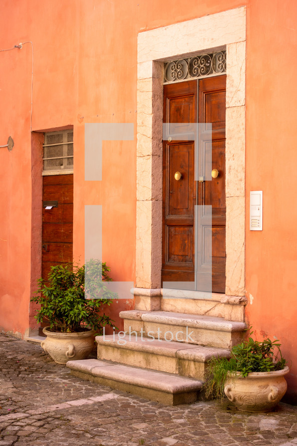 Typical Italian home door and steps 