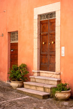 Typical Italian home door and steps 