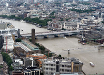 LONDON, UK - JUNE 10, 2015: Aerial view of River Thames