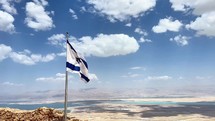 The flag of Israel Flying in the West Bank