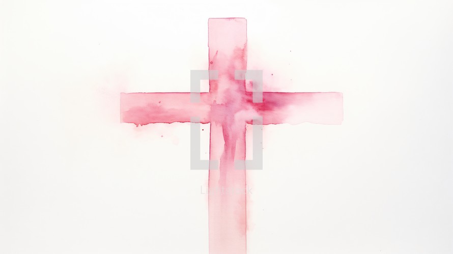 Pink watercolor cross