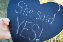 She Said Yes on Chalkboard