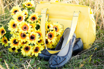 Shoes, Handbag and Flowers