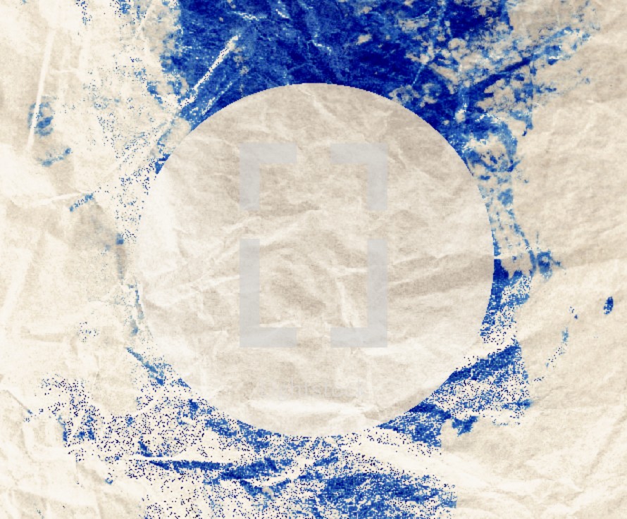 circle with blue paint splatter background 