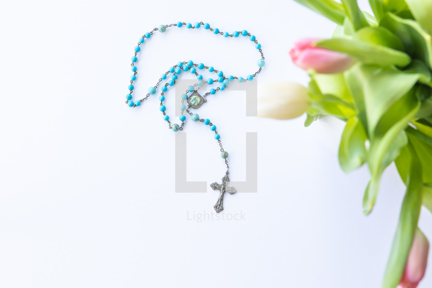 rosary and tulips 