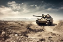 Military Tank in Battlefield