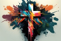 Abstract Christian Cross Painting