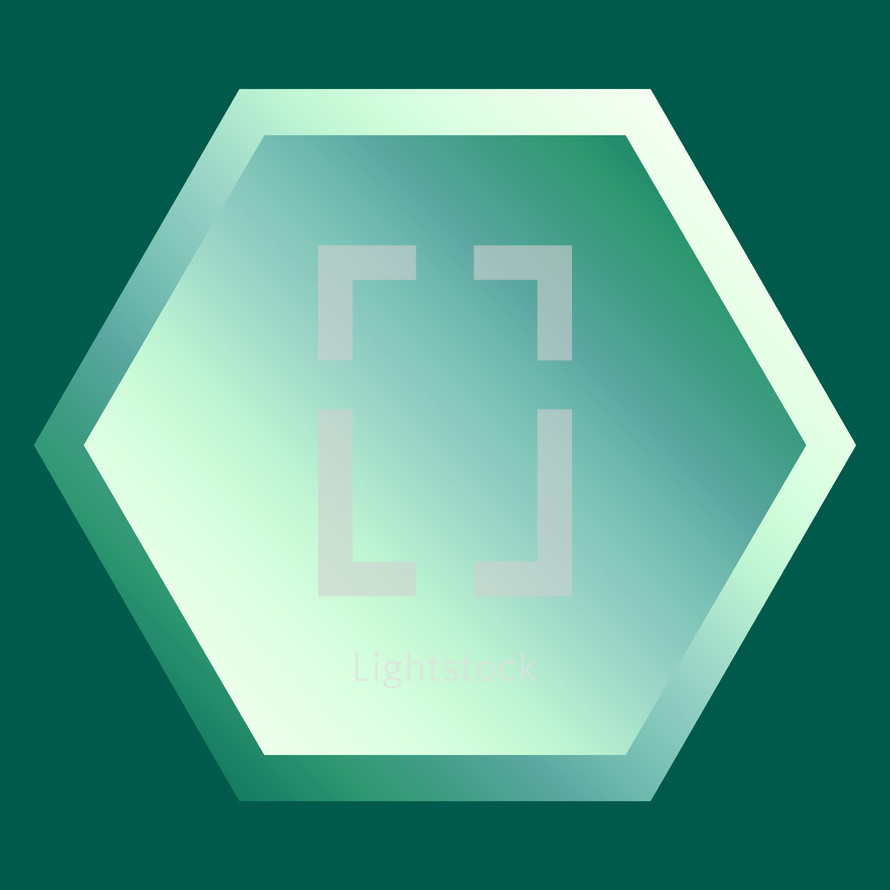 Hexagon - green and creamy white - in square format