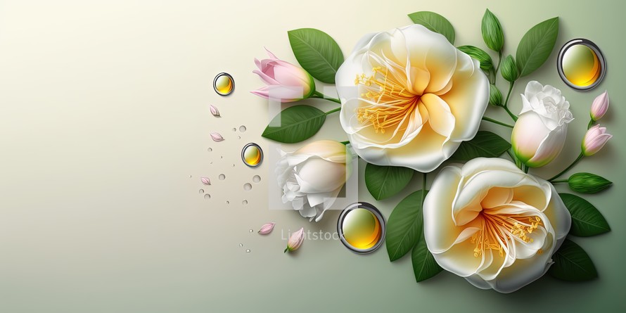 Realistic Floral Nature Illustration of Alamanda Flower Bloom and Leaves