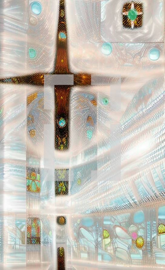 sanctuary cross with sweeping effect - combo of my cross artwork, AI input and further editing