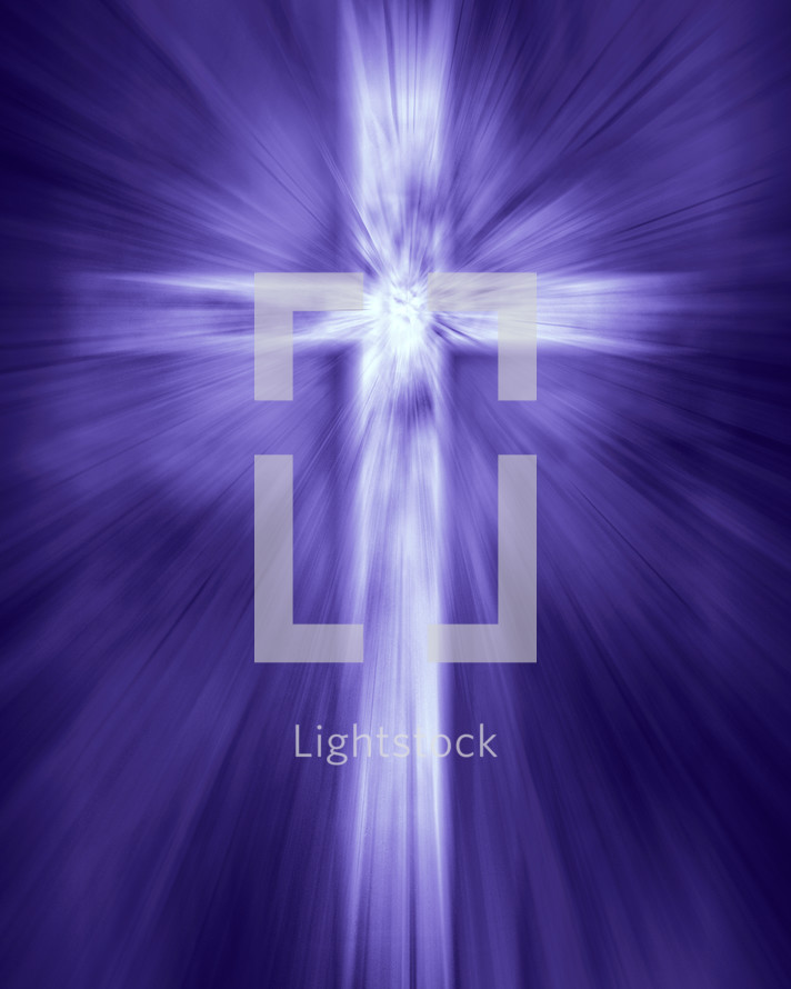 radiant blue-purple cross in vertical format