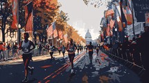 Marathon And Runners In Celebration Of Memorial Day 