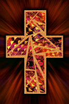 red yellow mosaic cross design