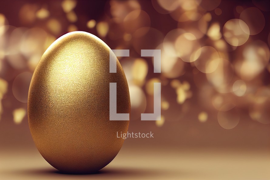Golden Easter Egg on Bokeh Background
