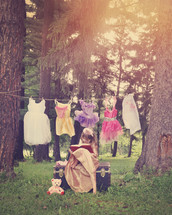 princess clothes on a clothesline 