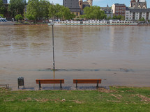 Main River flood in Frankfurt am Main, Germany