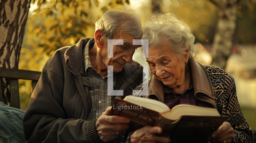 Old Married Couple Reading the Bible