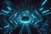 Futuristic background of neon glowing tunnel