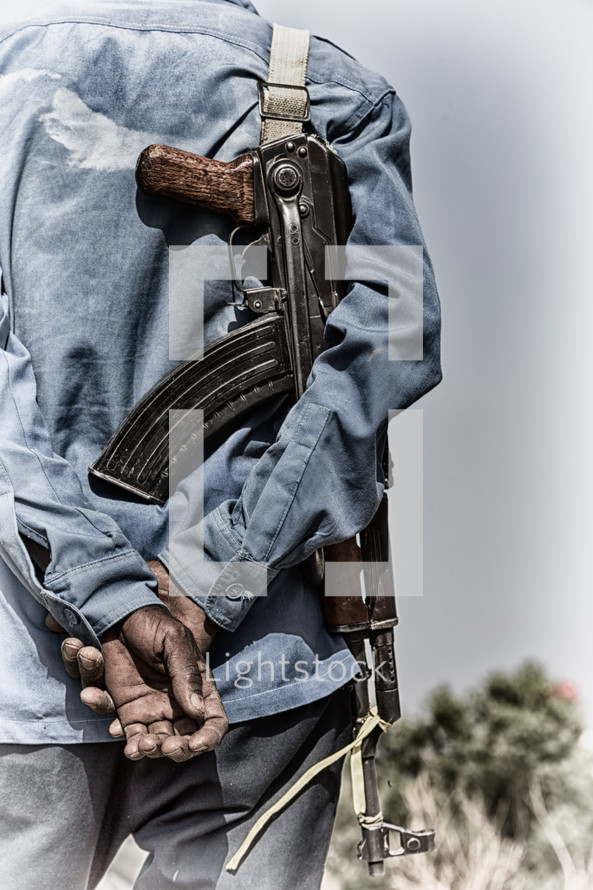 soldier in Africa with a rifle 