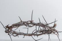 crown of thorns on a white wood background 