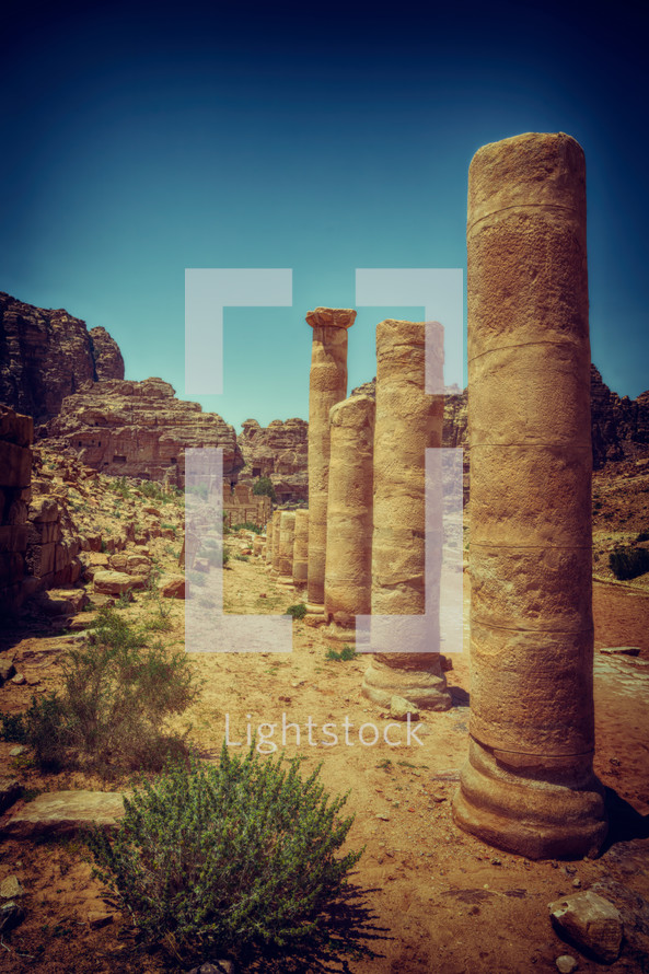 archeological site in Jordan with columns 
