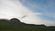 People Climbing Dartmoor Tor Rocks With Beautiful Sunset