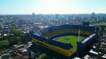 Aerial view over the Bombonera football stadium of Boca Juniors in Buenos Aires, Argentina
