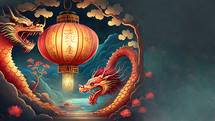 Chinese background with red dragons 