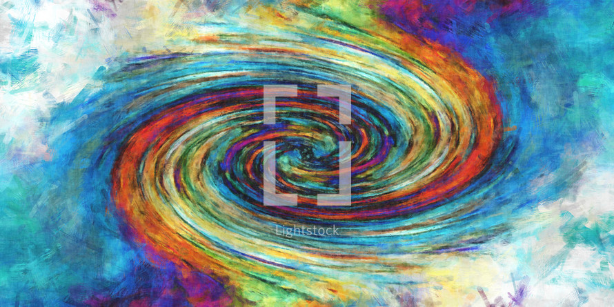 abstract spiral brush stroke painting in bold colors