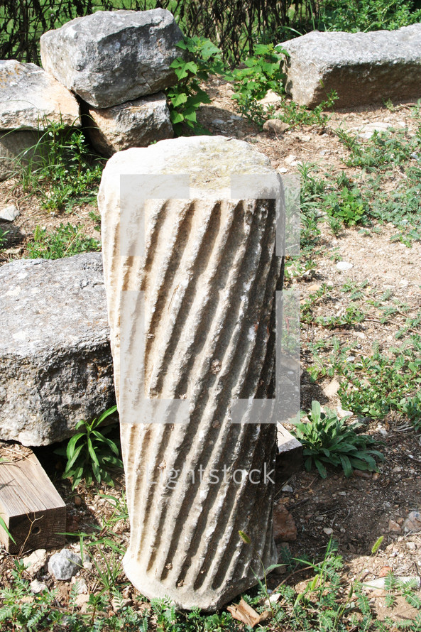 Fluted column sanctuary basilica. Remains from historic Philippi that would have been visited by the Apostle Paul, Silas, Lydia and early Christians from Acts 16. These remains are near the Agora of Philippi.