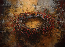 Abstract painting of a crown of thorns