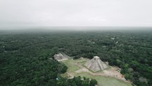 Drone Flying away from Chichen Itza Aerial 