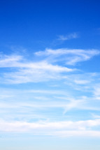 puffy clouds in a blue sky 