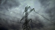 4K Power Grid Failure Dark Stormy High Voltage Power Lines