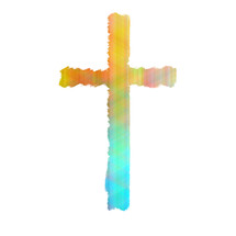 bright pastel cross on a white background 