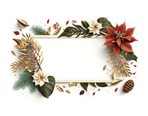 Beautifully elegant layout of flowers and leaves frame around white paper area
