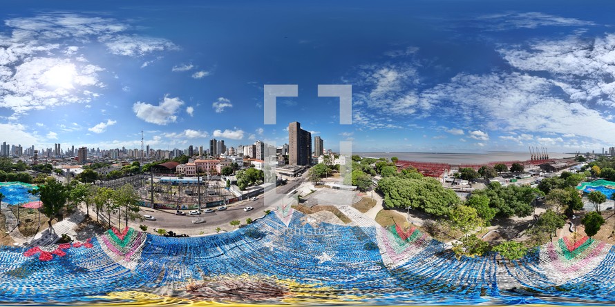 360 aerial photo taken with drone of Praça Waldemar Henrique in Belém, Pará, Brazil