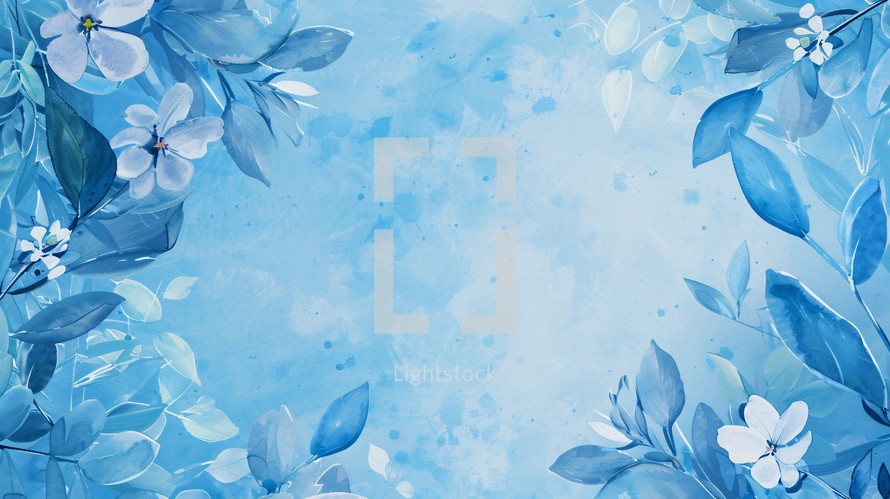 Blue Wedding Invitation Background With Flowers 